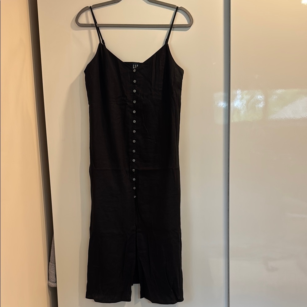 GAP Linen Blend Button Front Midi Dress